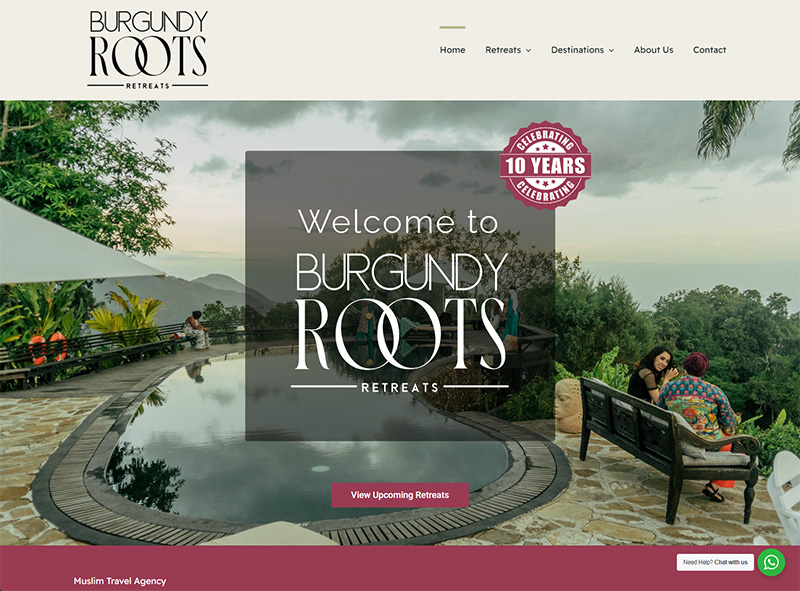 travel website design for burgundy roots