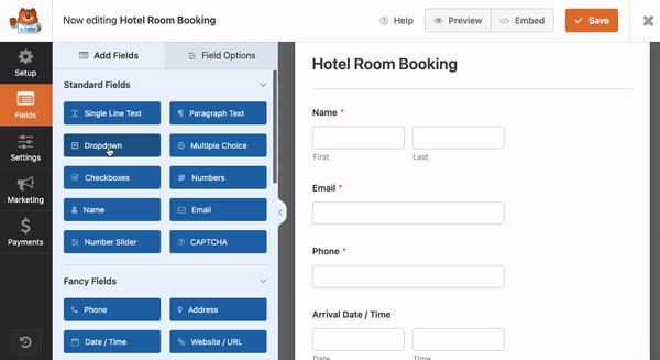 drag and drop wpforms builder