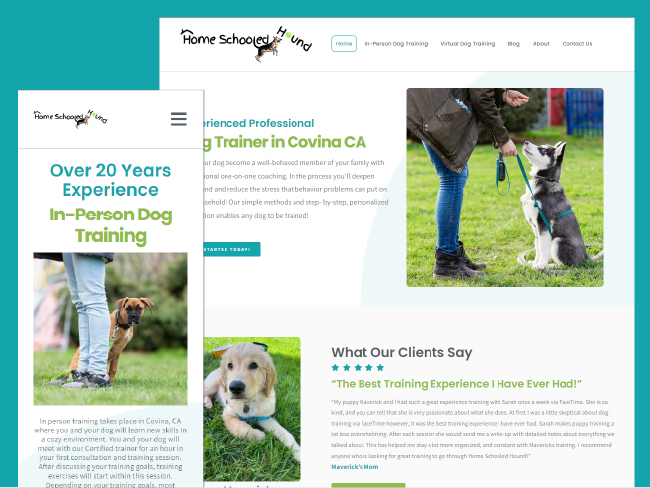 dog training website design for home schooled hound