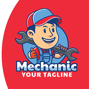 mechanic mascot cartoon logo design