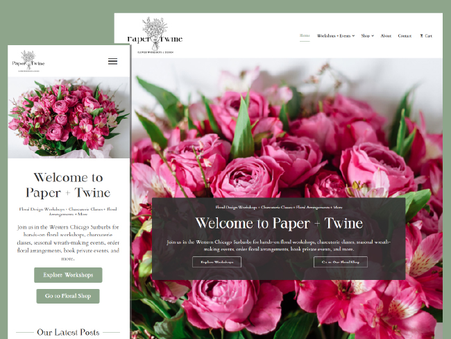 professional services website for paper and twine floral