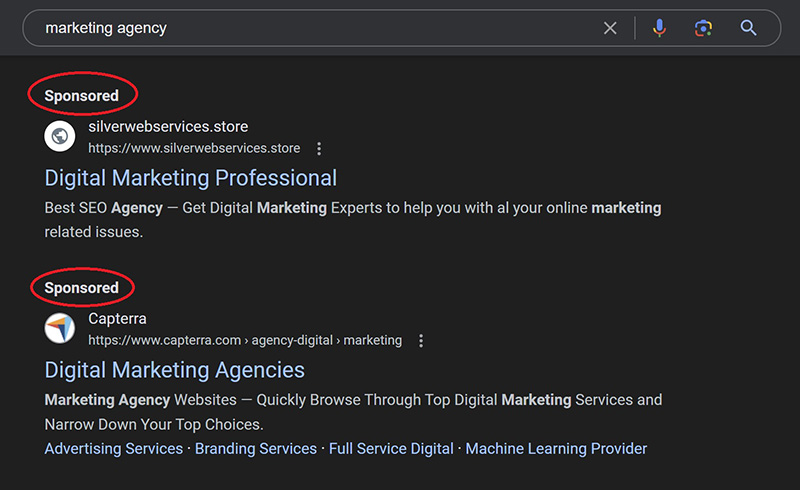 ppc ads screenshot
