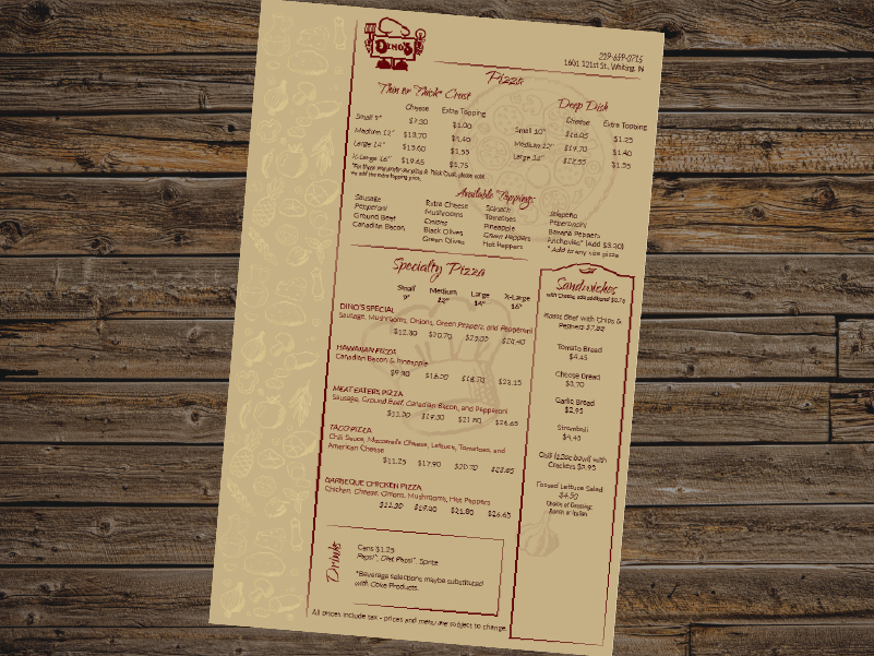 graphic design restaurant menu