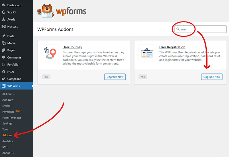 wpforms user registration addon