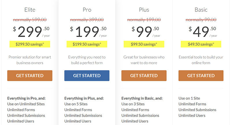 wpforms pricing